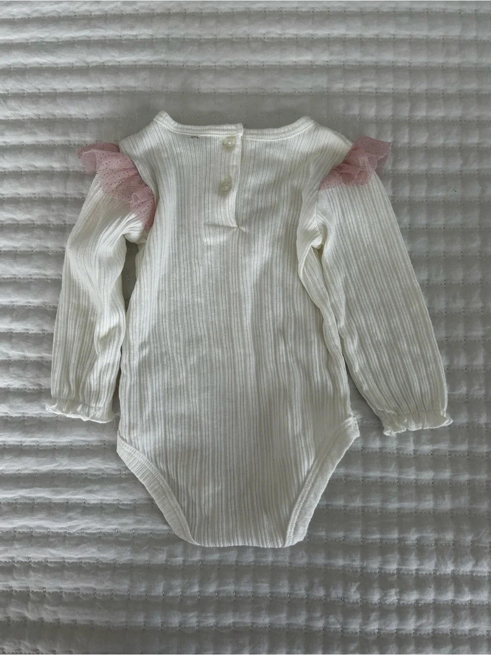 Baby girl matching set Pink Glitter Tulle Skirt with Cream Bow Bodysuit Set